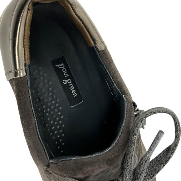 Paul Green Nuevo Suede Green Sneakers US Size 7 Low Top Lace Up Zipper Casual - Picture 12 of 14